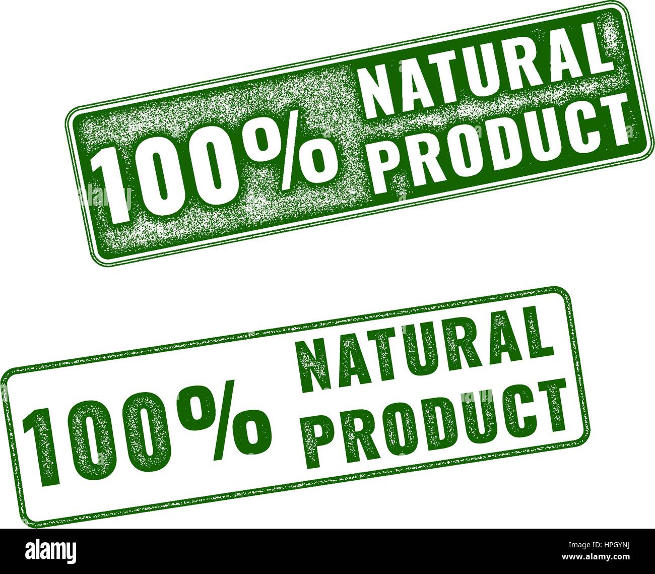 Ensemble de vecteur réaliste vert produit naturel grunge rubber stamp isolé sur fond blanc. Illustration de Vecteur