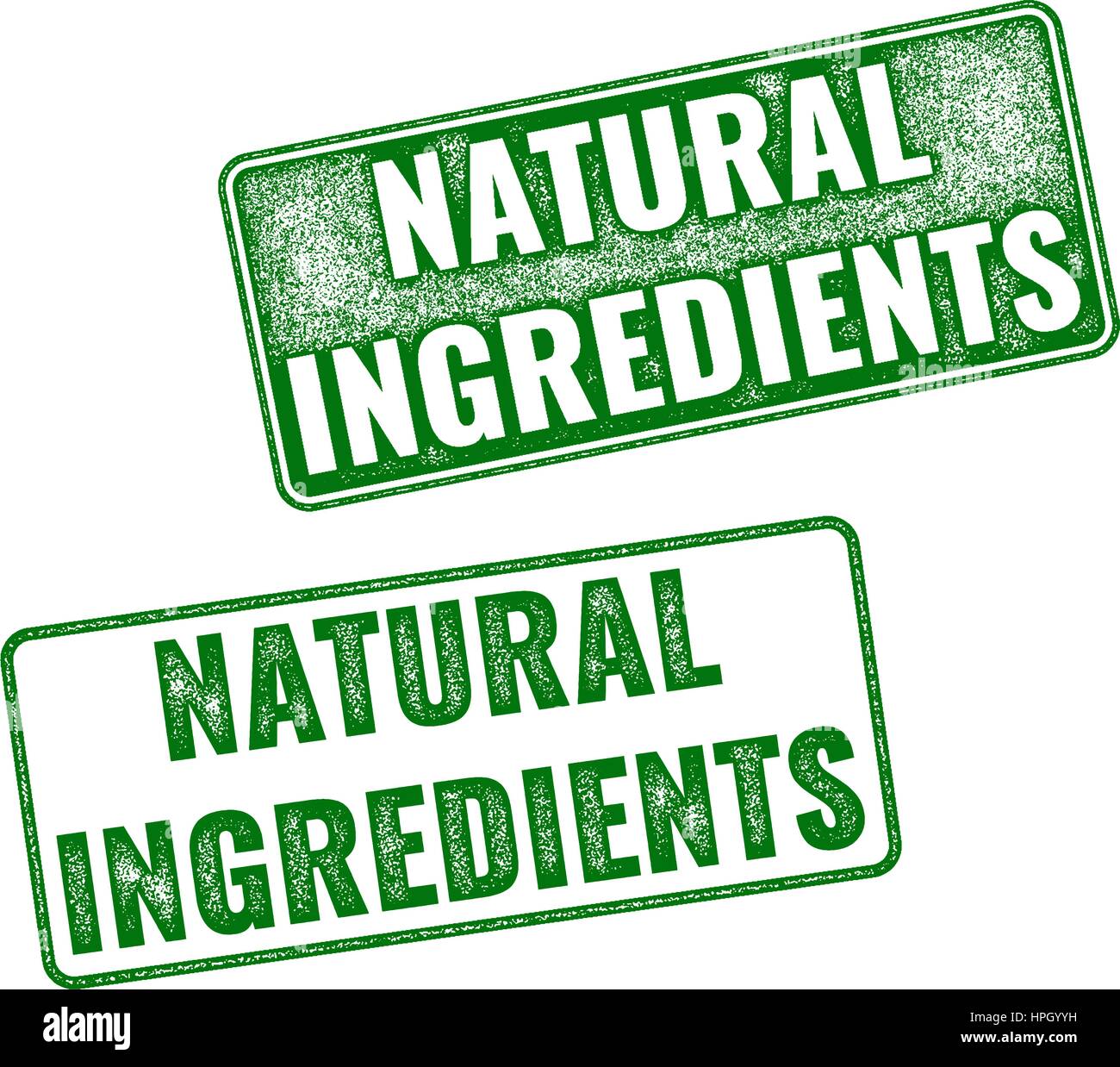 Ensemble d'Ingrédients Naturels vecteur réaliste vert grunge rubber stamp isolé sur fond blanc. Illustration de Vecteur