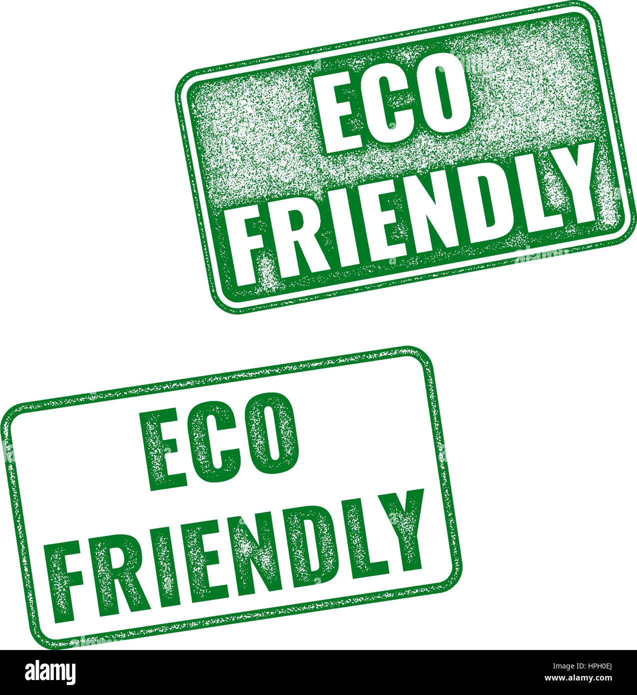 Ensemble de vecteur réaliste vert Eco Friendly grunge rubber stamp isolé sur fond blanc. Illustration de Vecteur
