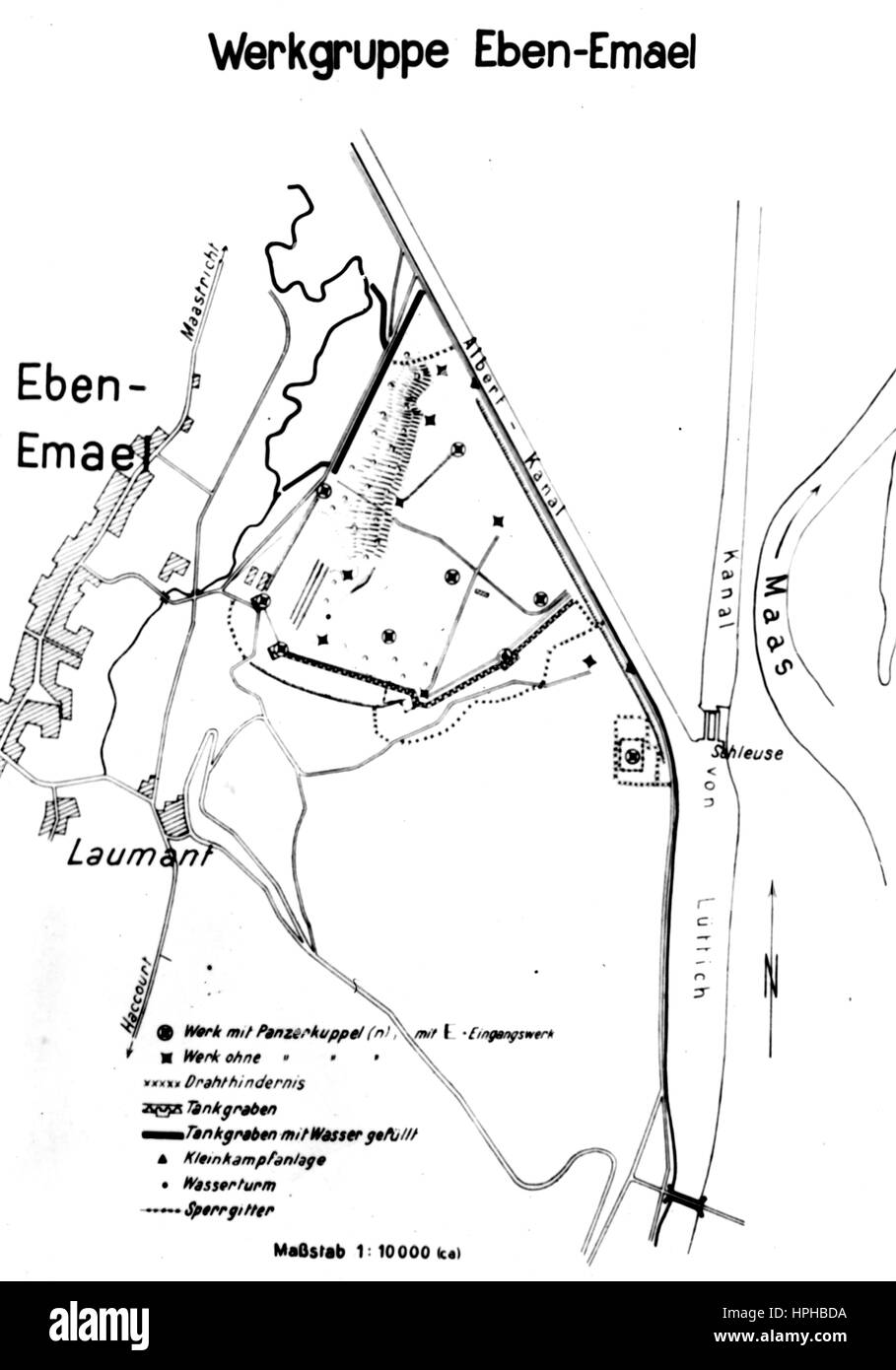 L'image de propagande nazie montre une carte du fort belge Eben-Emael vers 1940. Fotoarchiv für Zeitgeschichte - PAS DE SERVICE DE FIL - | utilisation dans le monde entier Banque D'Images