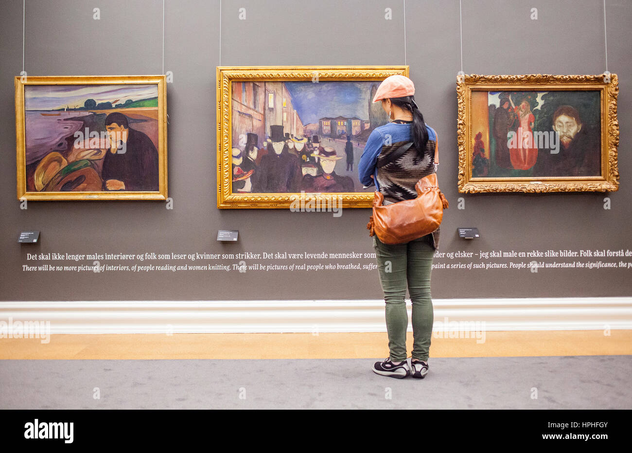 Tableaux d'Edvard Munch,'Melancholy', ' soir sur Karl Johan'et 'Jalousie', Musée d'Art de Bergen, Kode 3, Rasmus Meyer,Collection Bergen, Norvège Banque D'Images
