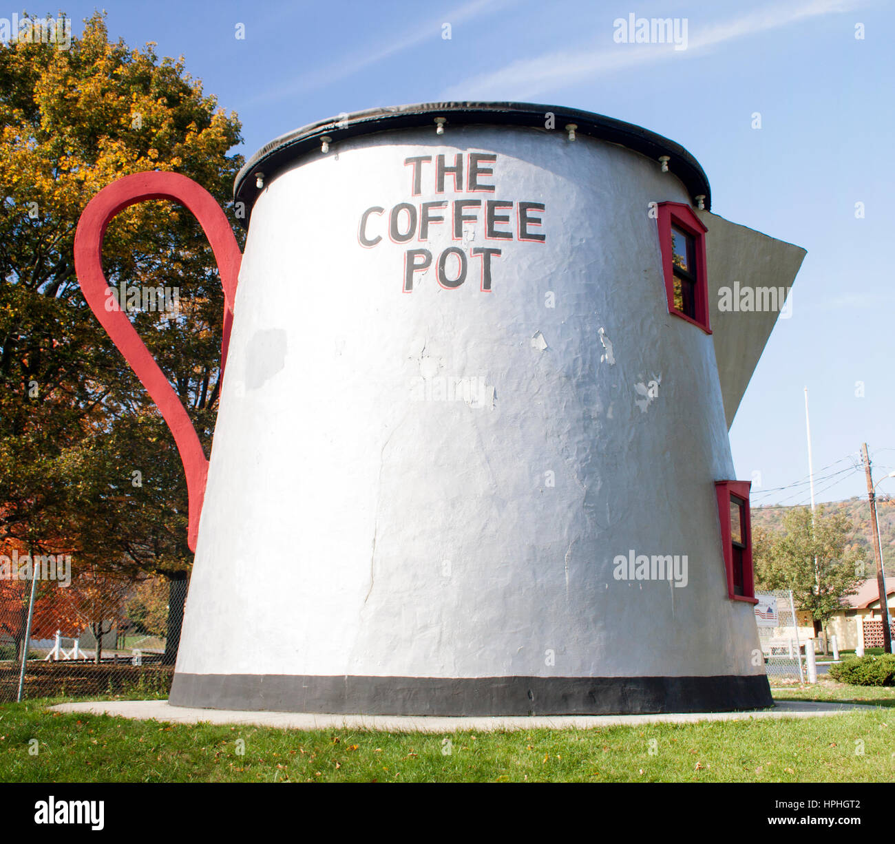 Bâtiment en forme de pot de café à Bedford en Pennsylvanie Banque D'Images