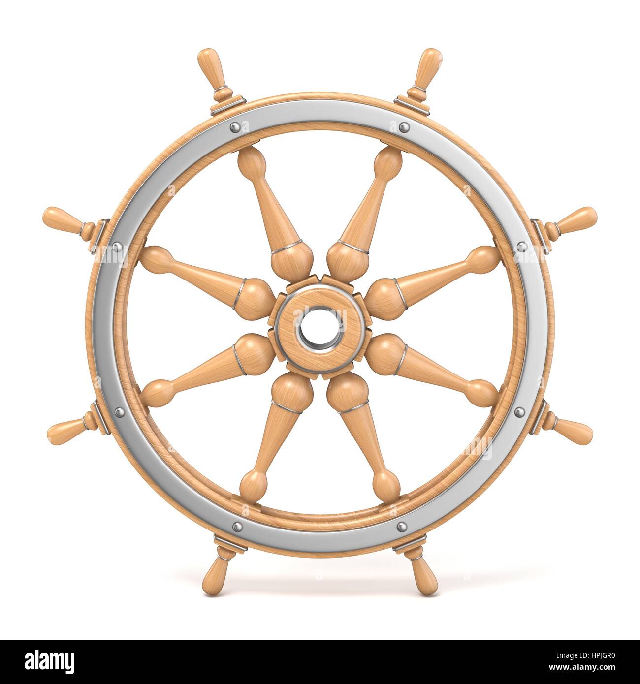 Bateau en bois roue 3D render illustration isolé sur fond blanc Banque D'Images
