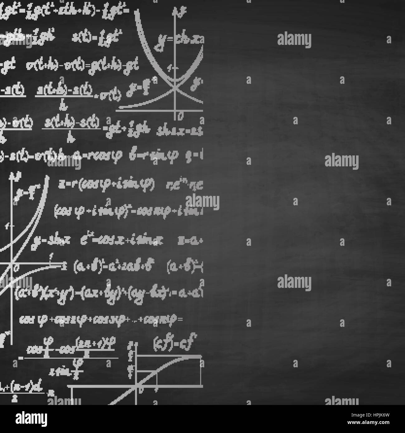 Mathématiques Résumé Contexte manuscrite avec copie espace droit. Tableau noir de l'école Illustration de Vecteur