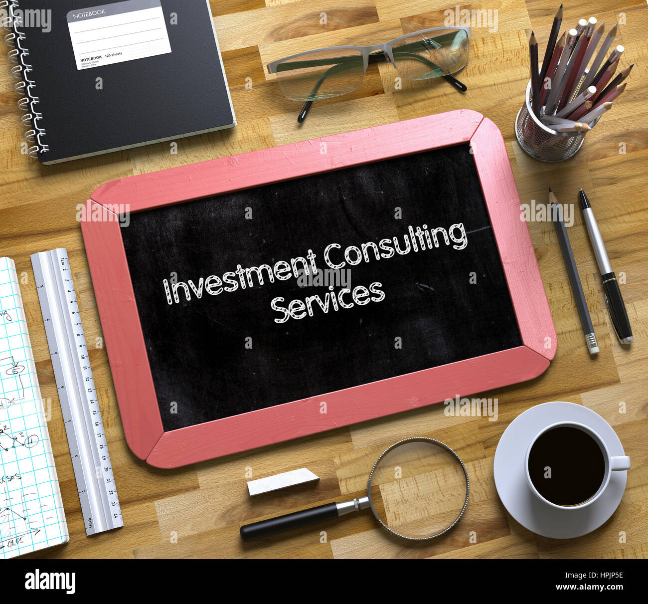 Services de conseil en investissement Concept sur Petit tableau. 3D. Banque D'Images