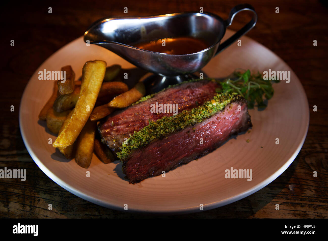 La viande servie au sud de Houston à La Haye, aux Pays-Bas. Le restaurant sert une variété de plats américains et continentaux. Banque D'Images