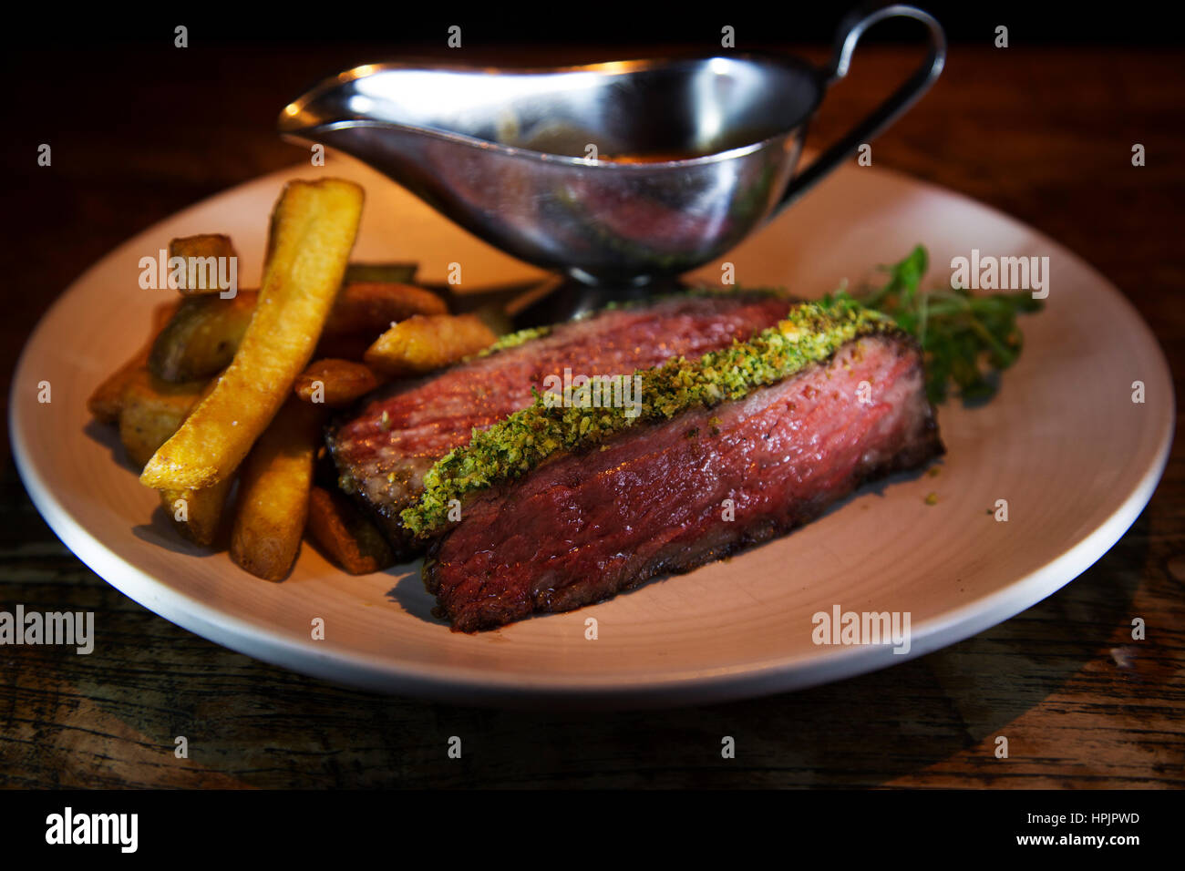 La viande servie au sud de Houston à La Haye, aux Pays-Bas. Le restaurant sert une variété de plats américains et continentaux. Banque D'Images