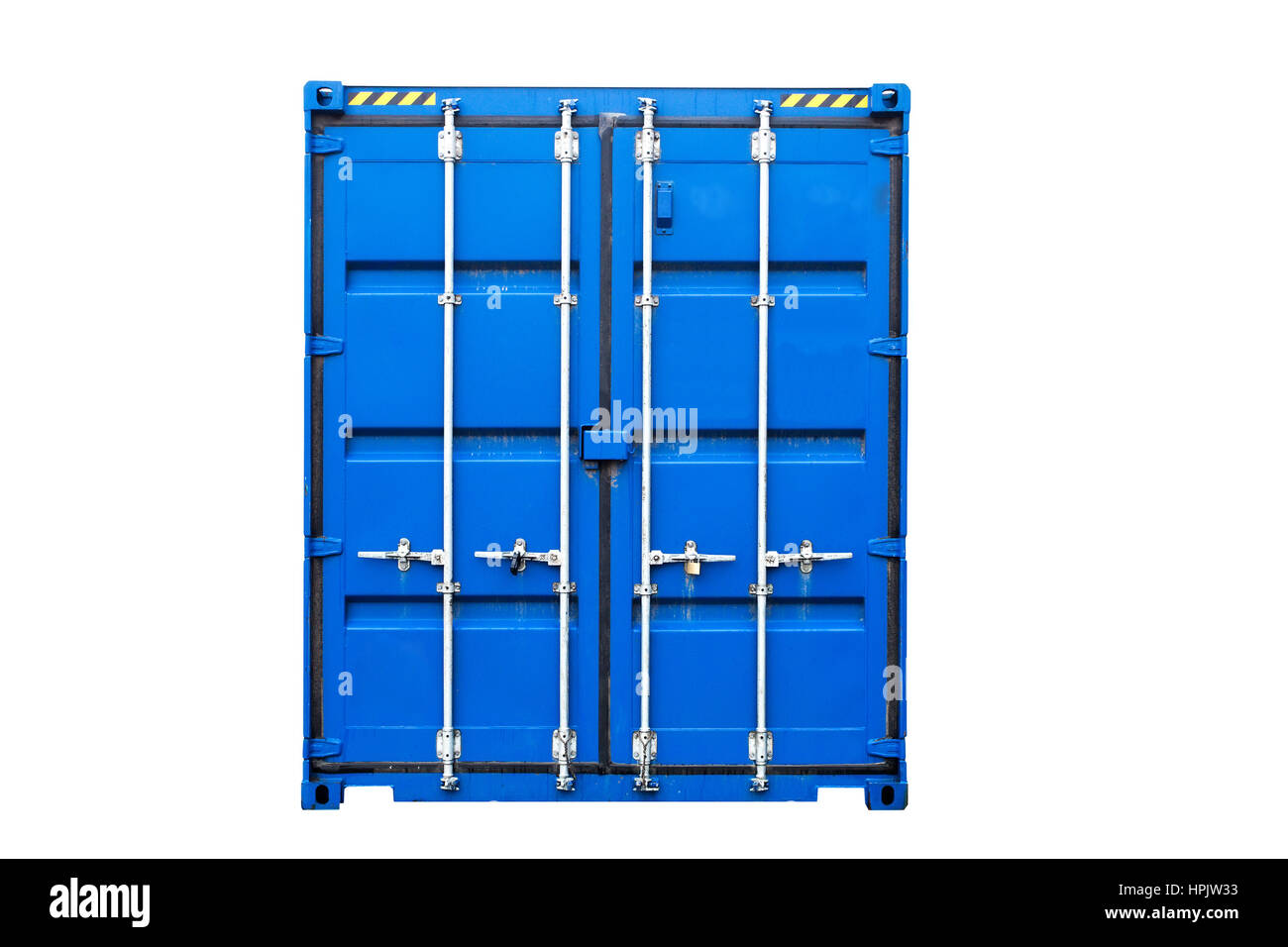 Conteneur de transport bleu isolé sur fond blanc Banque D'Images