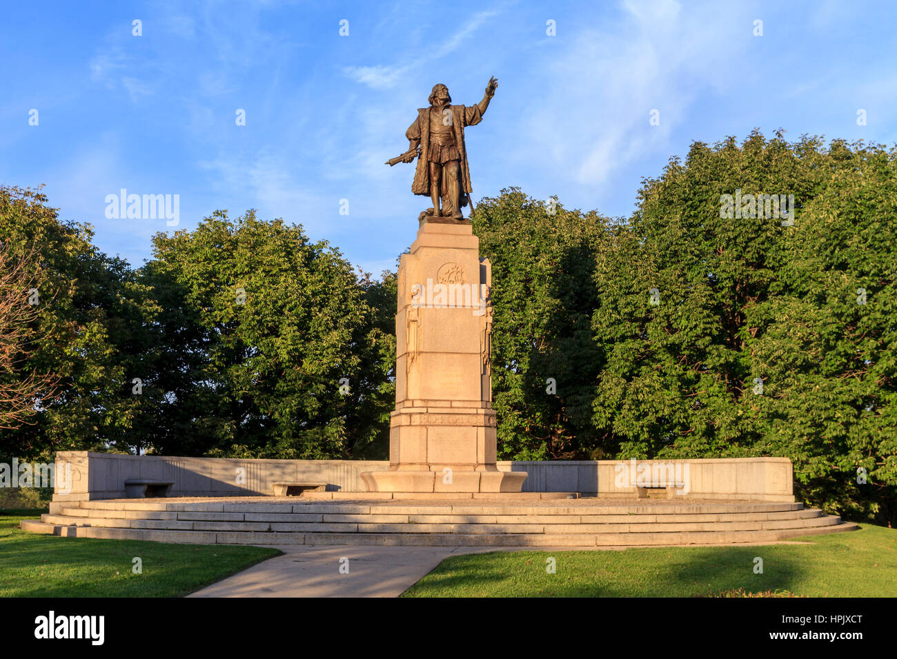 Monument à Christophe Colomb, statue de bronze, Grant Park, Chicago, Illinois, États-Unis Banque D'Images