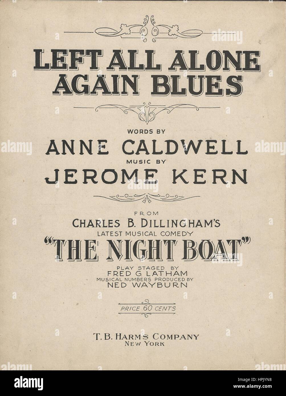 "Le Bateau de nuit' 1920 Partitions Musicales couvrir Banque D'Images