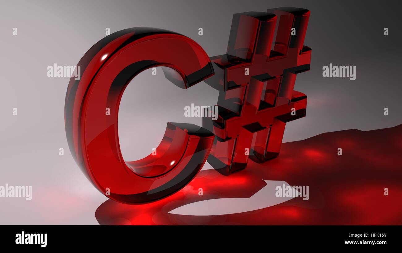 'C# ' : le célèbre langage de programmation informatique, écrit avec le 3D transparent rouge lettres sur avion blanc Banque D'Images