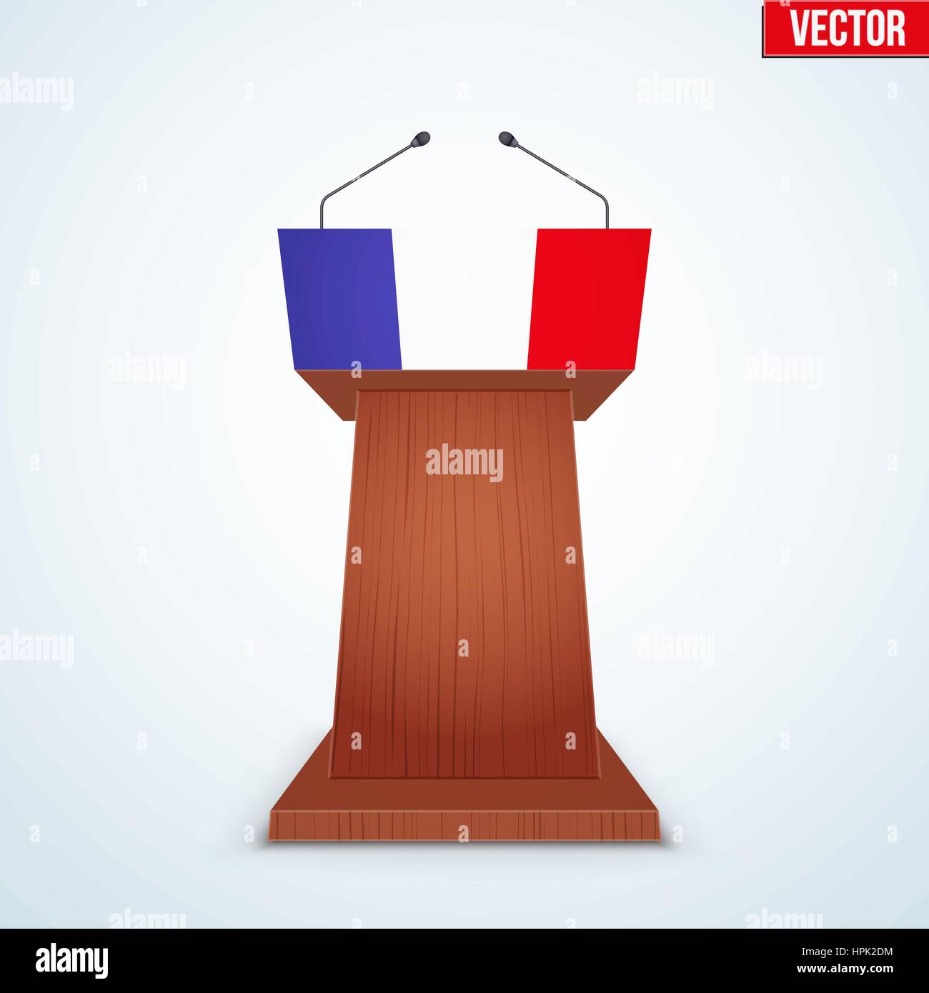 Tribune Podium en bois avec drapeau Français Illustration de Vecteur