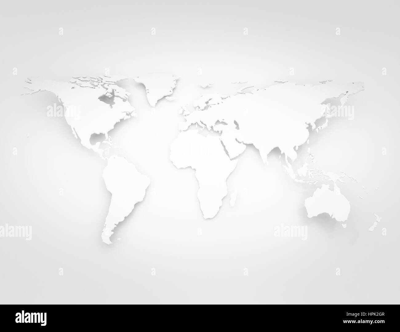 Carte du monde 3D. Plier avec ombre Banque D'Images