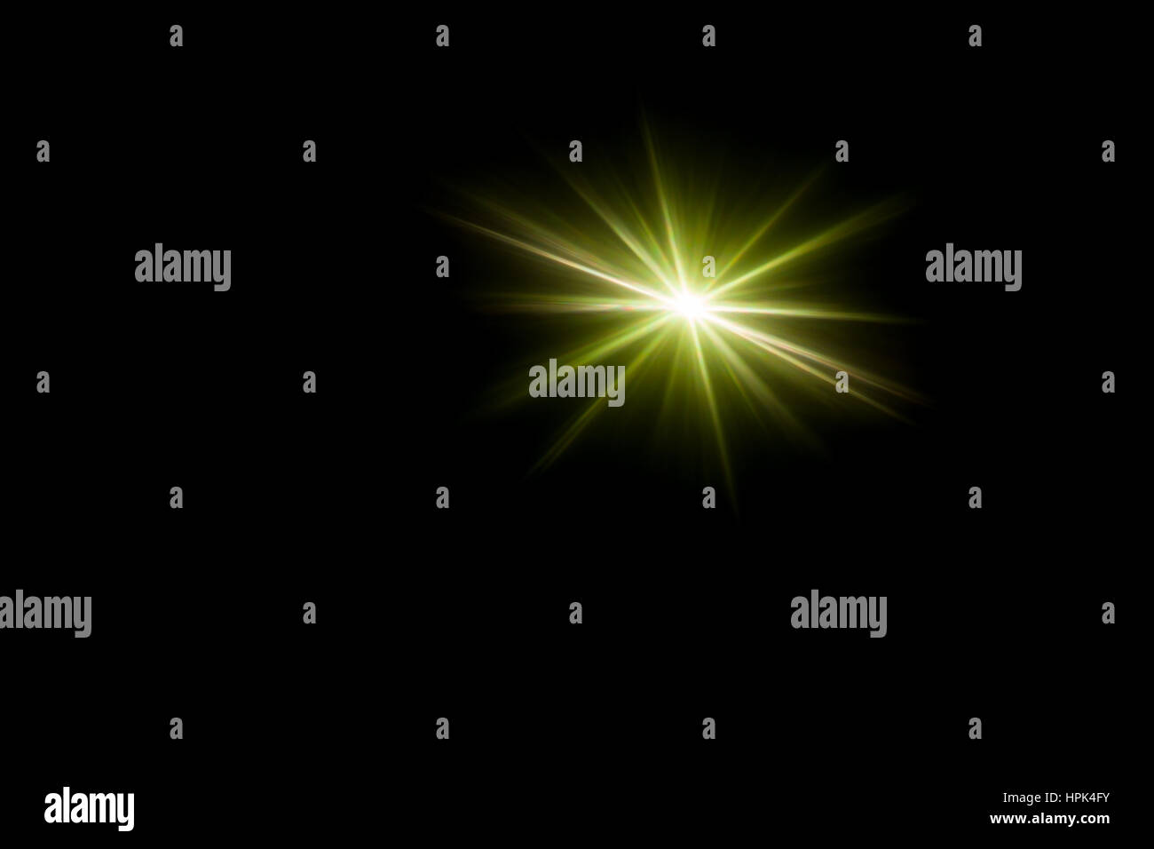 Image abstraite de l'éclairage vert Flash et torche, comme star supernova. Banque D'Images