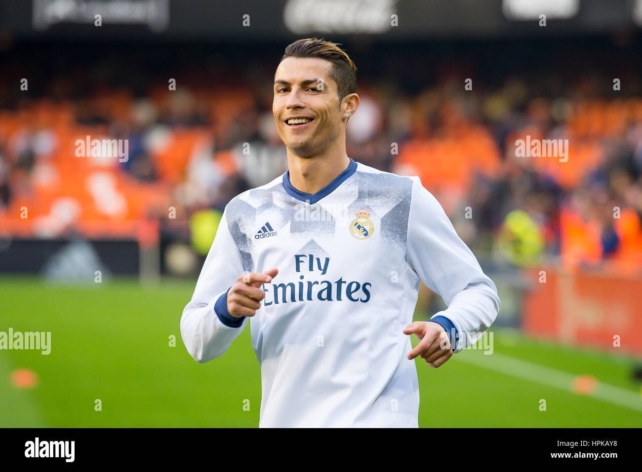 Valence, Espagne. Feb 22, 2017. Cristiano Ronaldo joue au match de la Liga entre le FC Valence et le Real Madrid à Mestalla le 22 février 2017 à Valence, en Espagne. Crédit : Christian Bertrand/Alamy Live News Banque D'Images