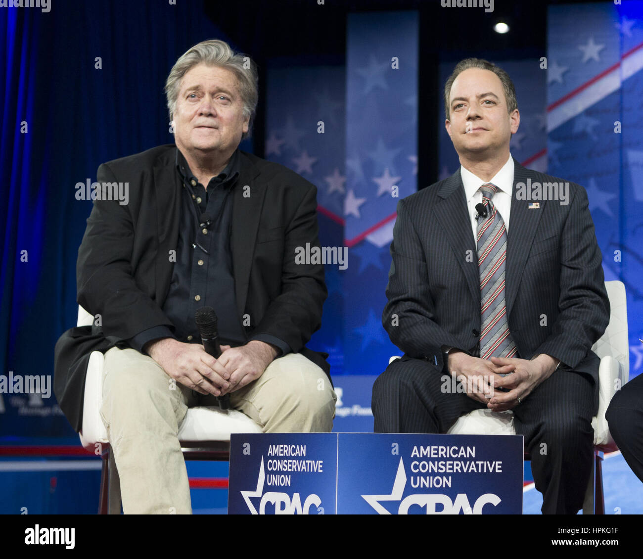 National Harbor, Maryland, USA. Feb 23, 2017. STEVE REINCE PRIEBUS BANNON et à l'American Conservative Union Européenne 2017 Action politique conservateur Crédit : Michael Brochstein Conférence/ZUMA/Alamy Fil Live News Banque D'Images