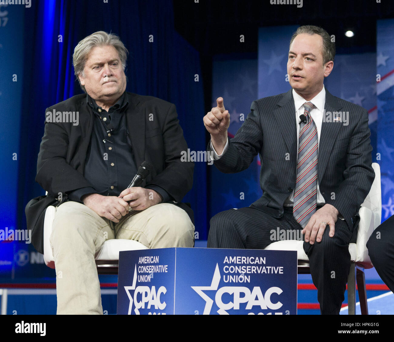 National Harbor, Maryland, USA. Feb 23, 2017. STEVE REINCE PRIEBUS BANNON et à l'American Conservative Union Européenne 2017 Action politique conservateur Crédit : Michael Brochstein Conférence/ZUMA/Alamy Fil Live News Banque D'Images