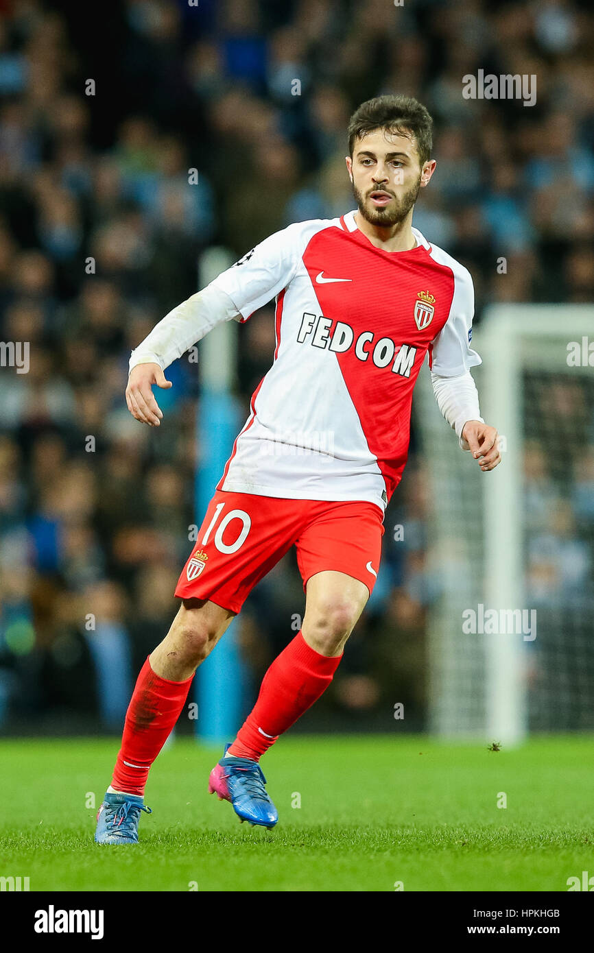 Manchester, UK. Feb 21, 2017. Bernardo Silva (Monaco) Football/soccer : Bernardo Silva de Monaco au cours de la Ligue des Champions Tour de 16 Correspondance entre Manchester City et l'AS Monaco au stade Etihad à Manchester, Angleterre . Credit : AFLO/Alamy Live News Banque D'Images