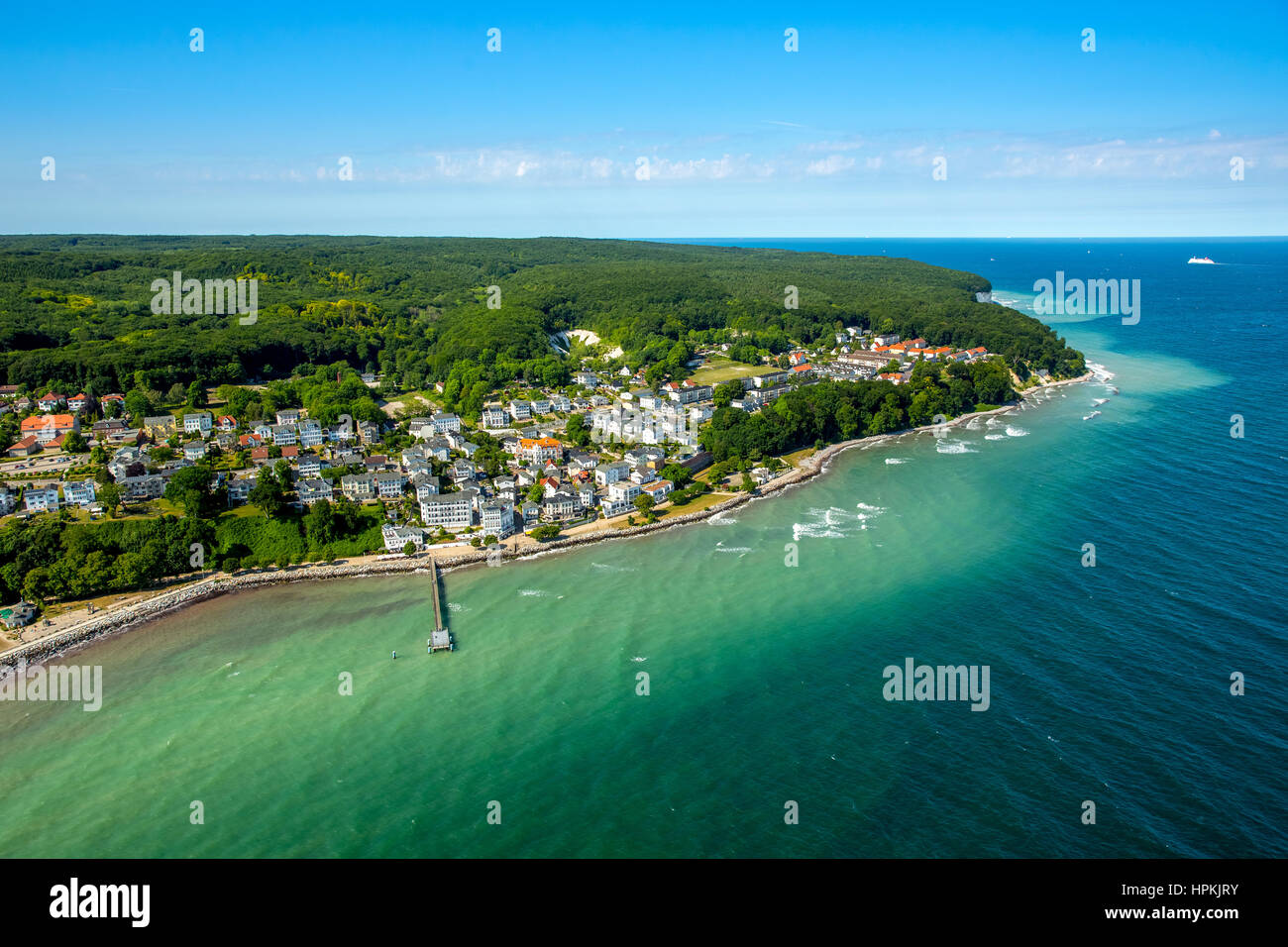 Hotel Fürstenhof par la promenade du lac, l'architecture, baignade, Rügen Sassnitz, côte de la mer Baltique, Poméranie occidentale, Basse-Saxe, Allemand Banque D'Images