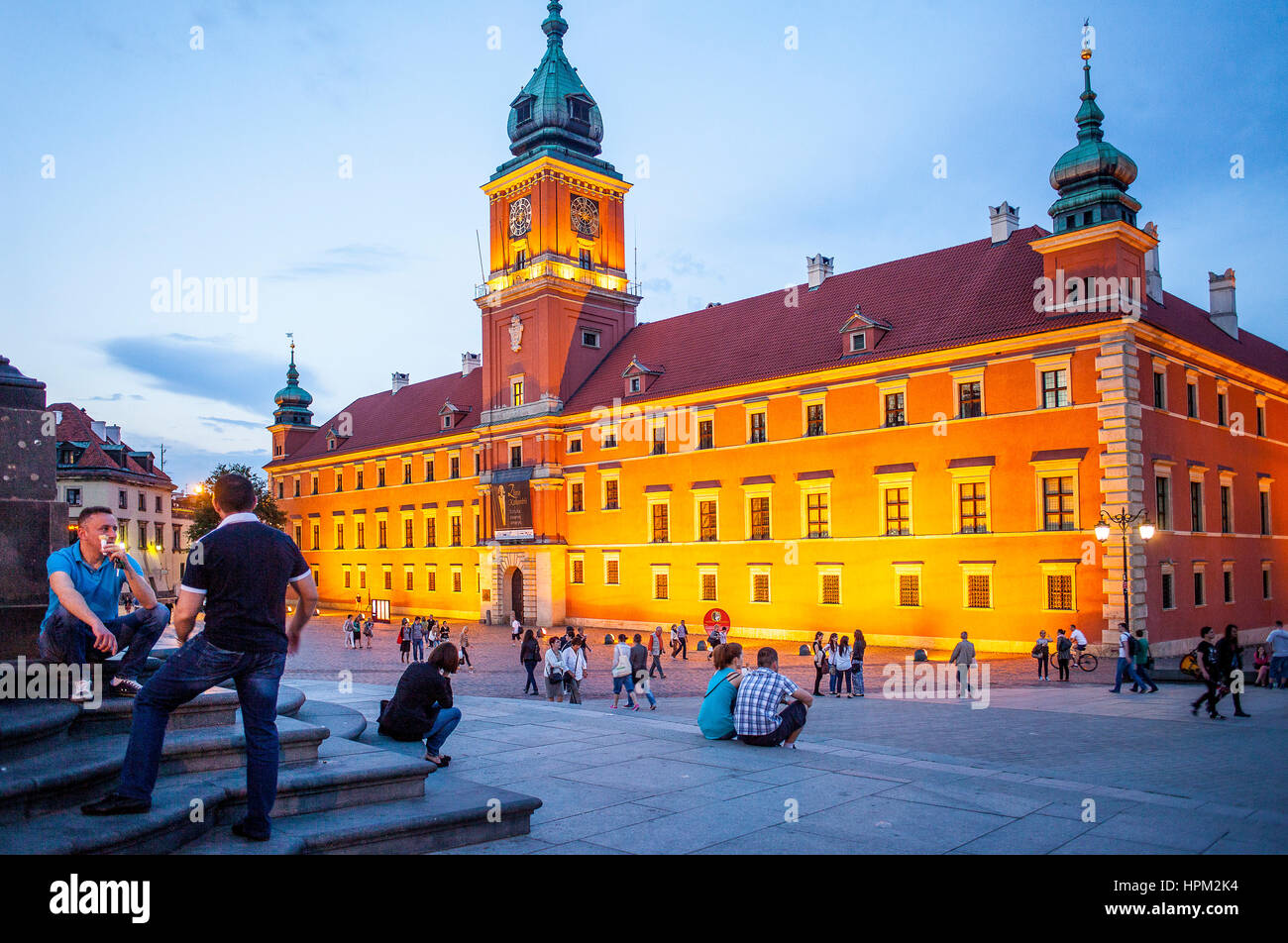 Plac Zamkowy square et le Château Royal, Varsovie, Pologne Banque D'Images