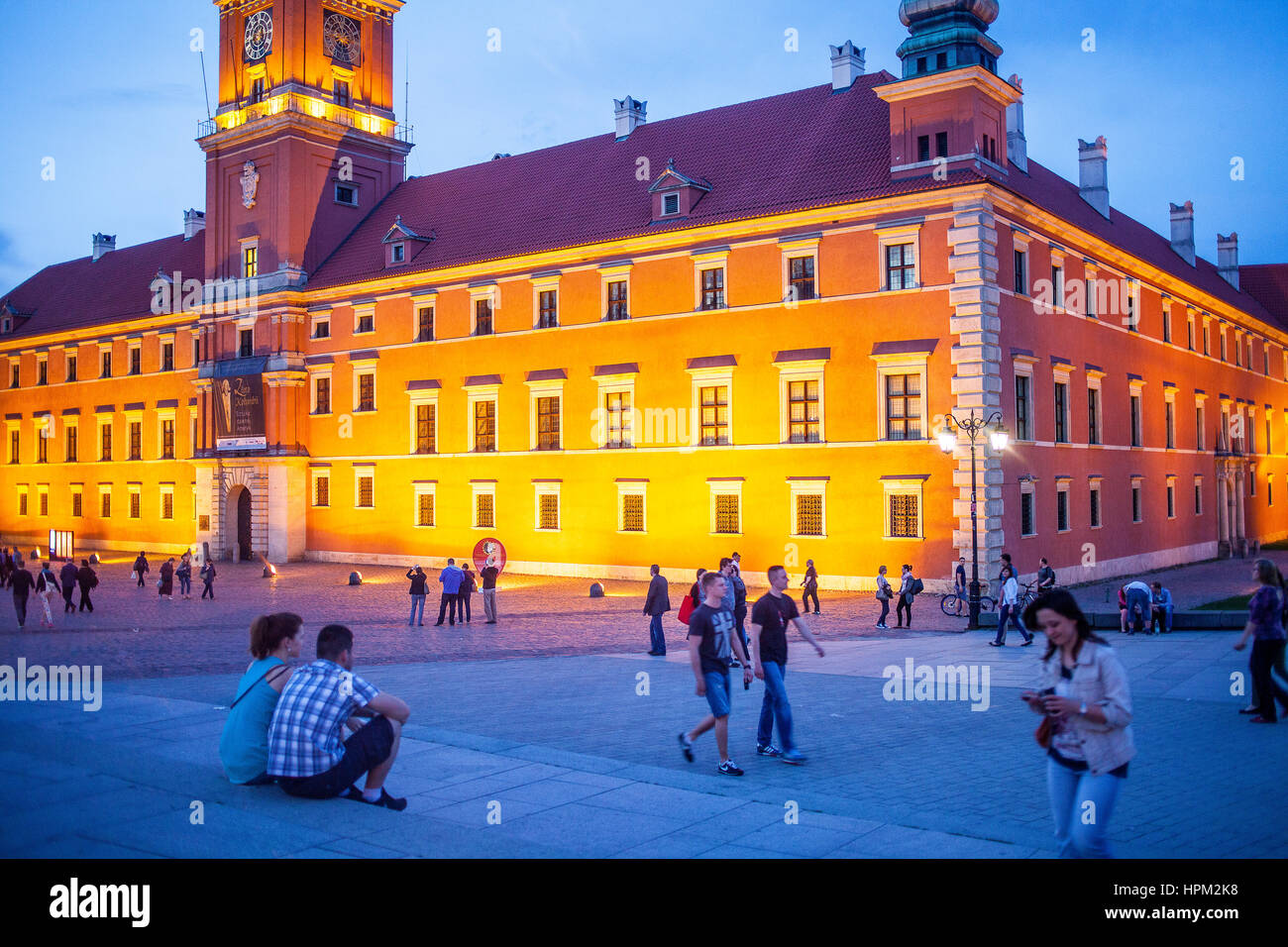 Plac Zamkowy square et le Château Royal, Varsovie, Pologne Banque D'Images
