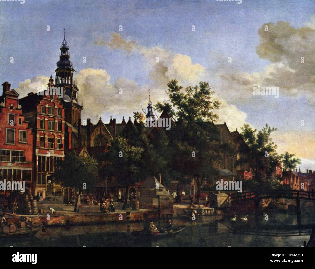 Jan van der Heyden - Vue de l'Oudezijds Voorburgwal avec l'Oude Kerk à Amsterdam Banque D'Images