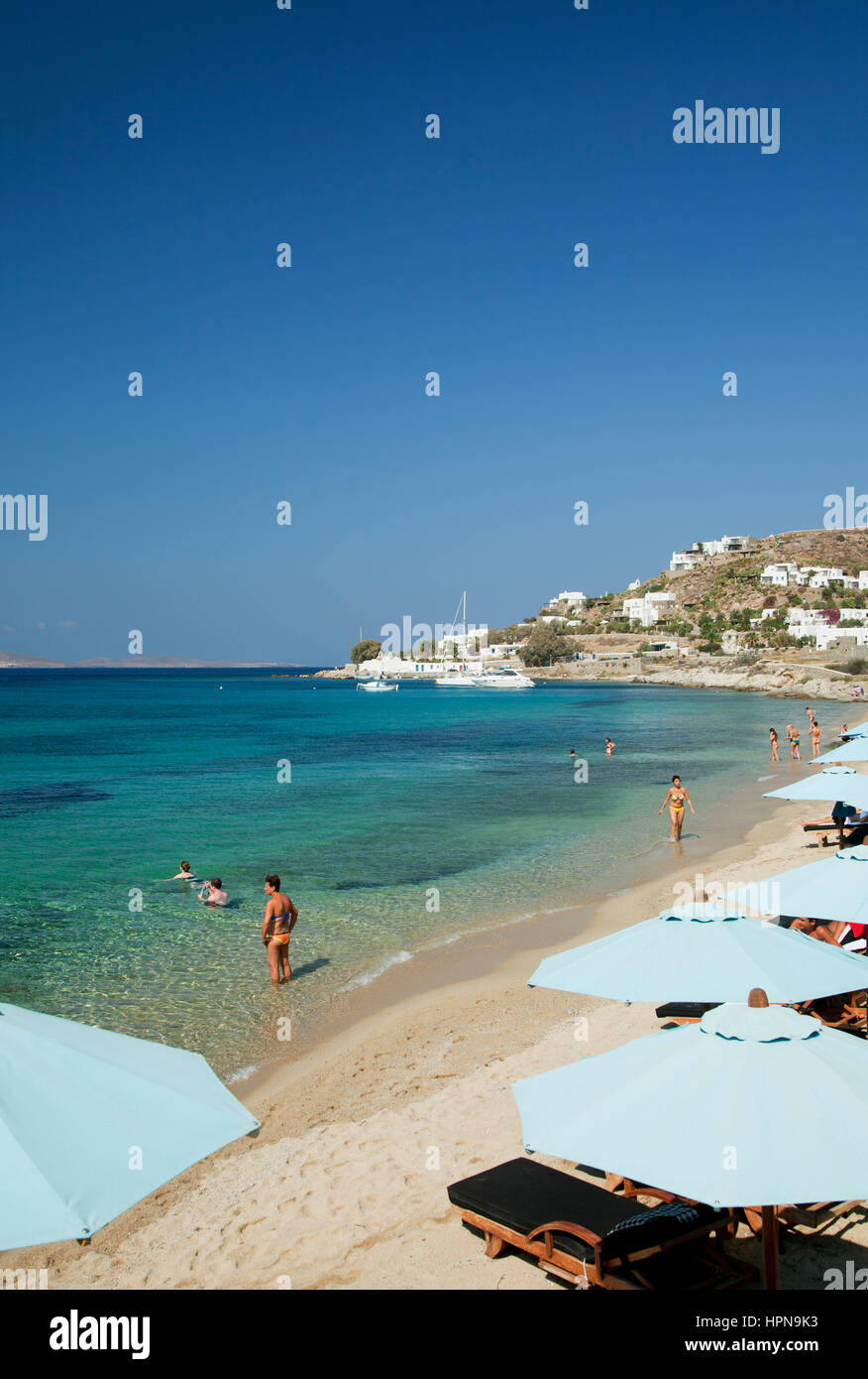La plage d''Agios Ioannis, Mykonos, Grèce Photo Stock - Alamy