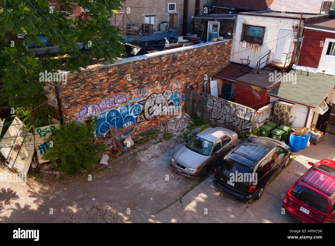 Une ruelle dans le quartier de Kensington Market à Toronto, Ontario, Canada. Banque D'Images