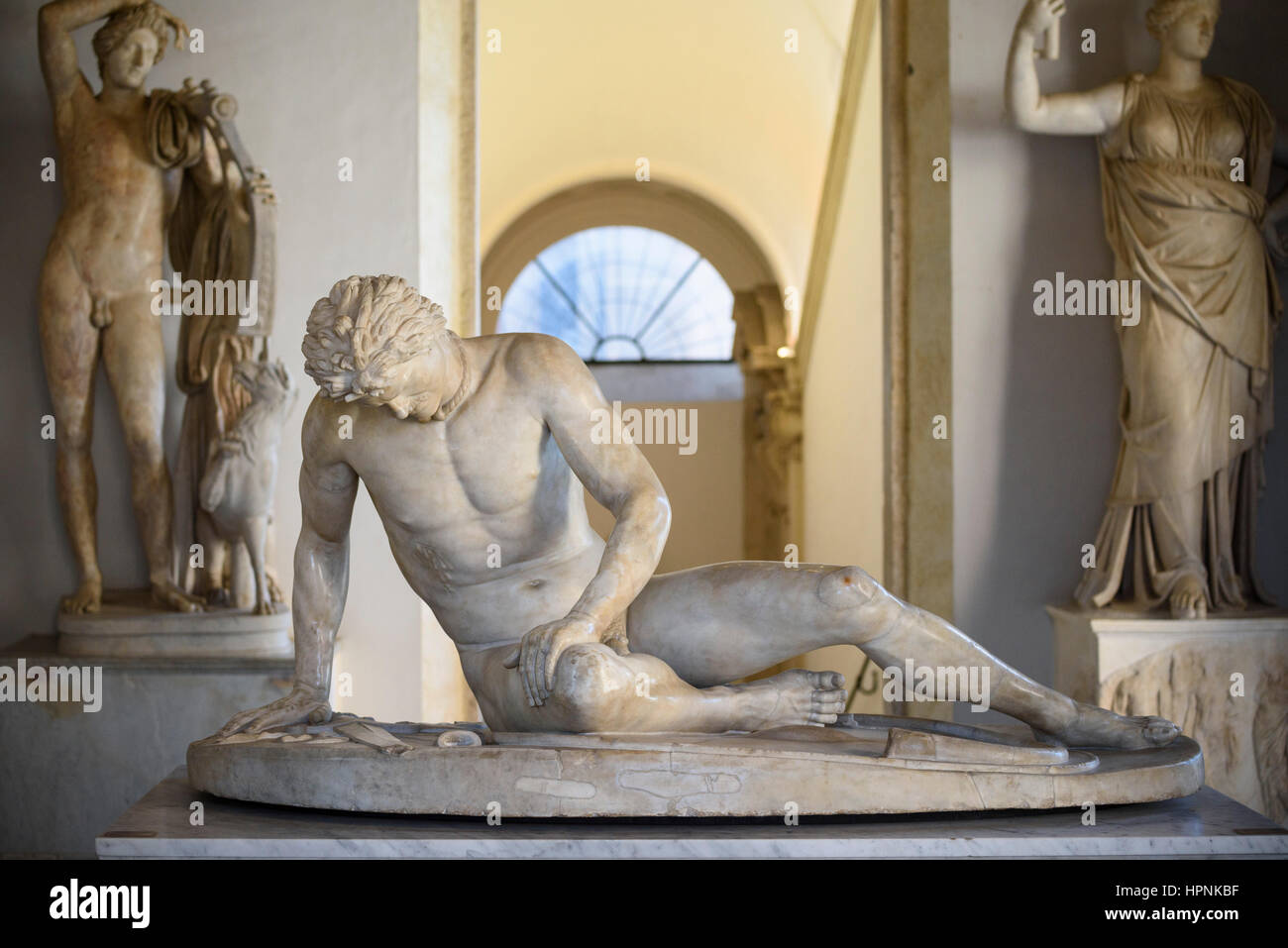 Rome. L'Italie. Les mourants Gaul (gladiateur), Copie romaine d'un original grec du travail 3e C BC, Salle du Gladiateur, Musée du Capitole. Musei Capitolin Banque D'Images