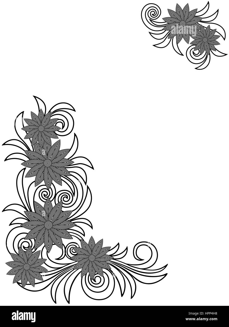 Pochoirs floraux stylisés isolé sur le fond blanc, part se noyer vector illustration comme une simple carte postale Illustration de Vecteur