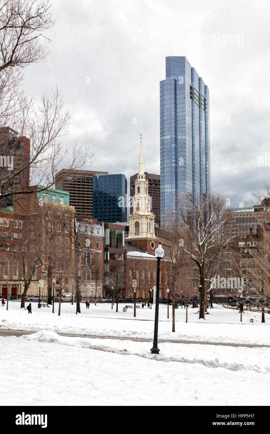 L'hiver sur le Boston Common Banque D'Images