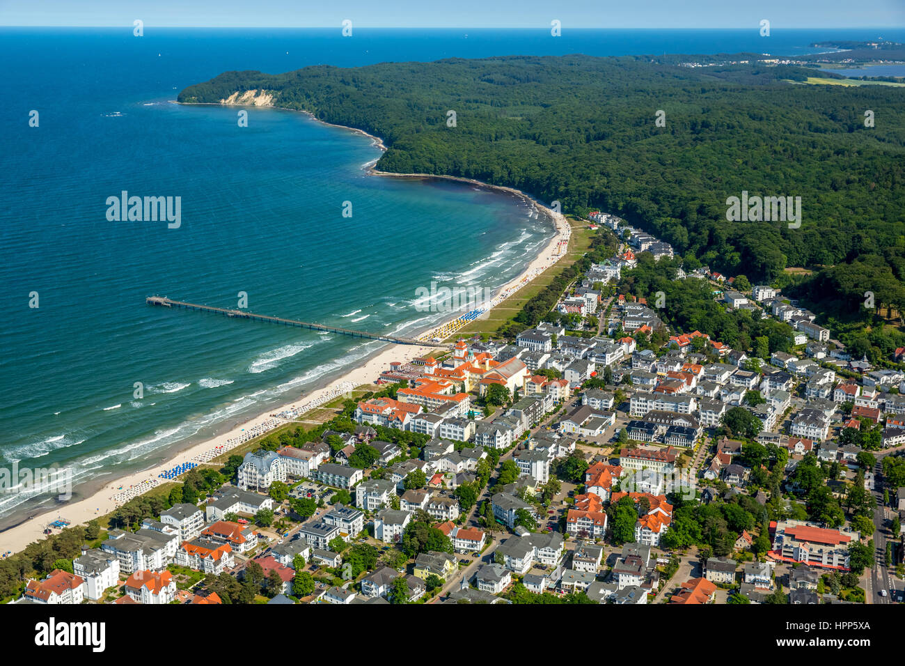 Station balnéaire de la baltique plage de Binz, côte de la mer Baltique, Mecklembourg-Poméranie-Occidentale, Allemagne Banque D'Images