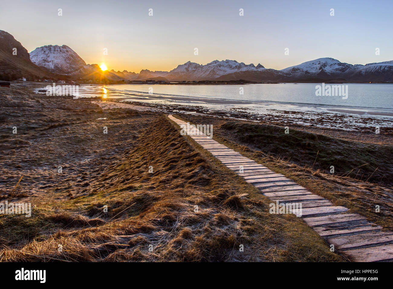 Plage Près de Vareid village, îles Lofoten, Norvège, Europe Banque D'Images