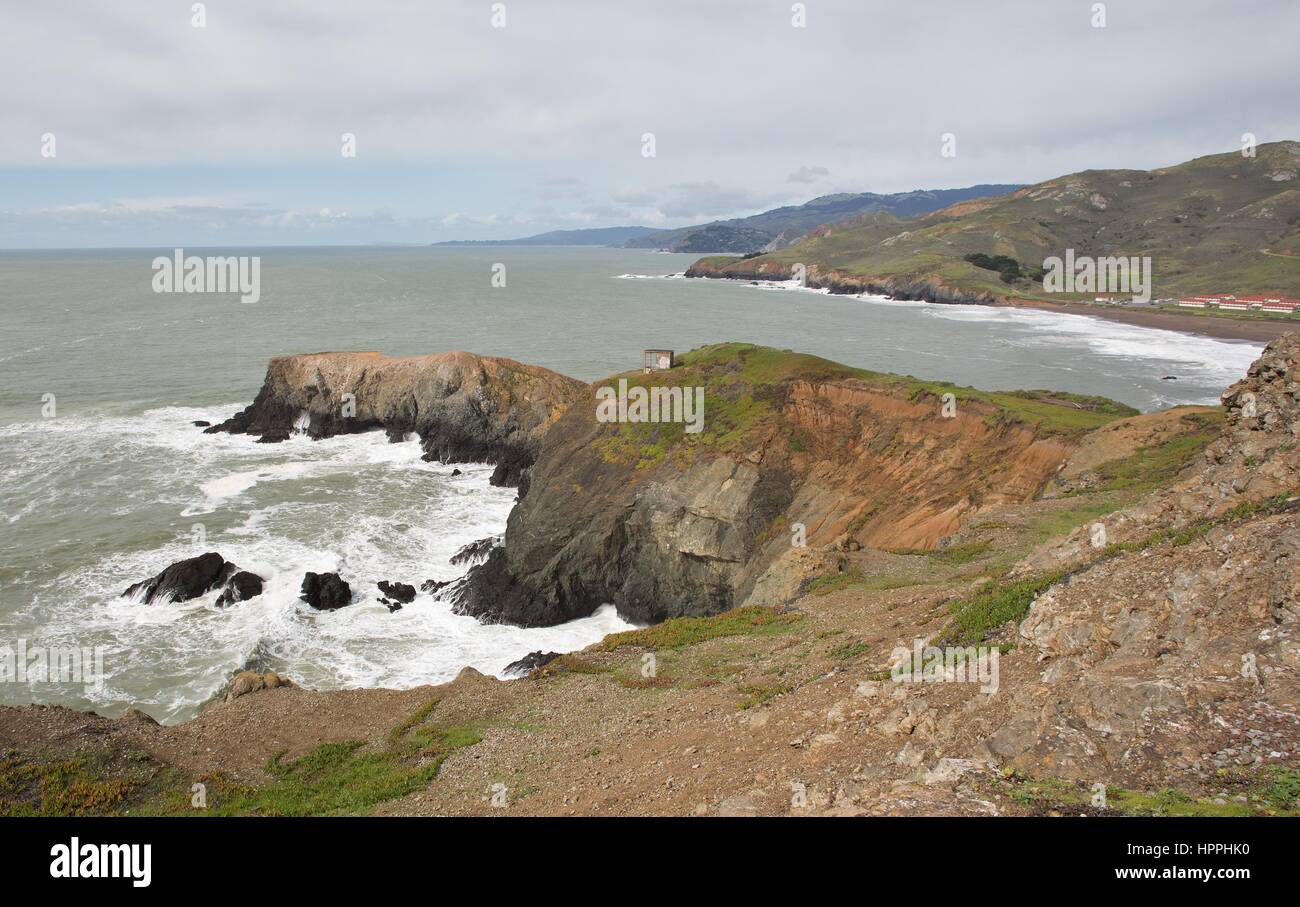L'île aux oiseaux, un refuge pour les oiseaux à la Marin Headlands près de San Francisco, CA, USA. Banque D'Images