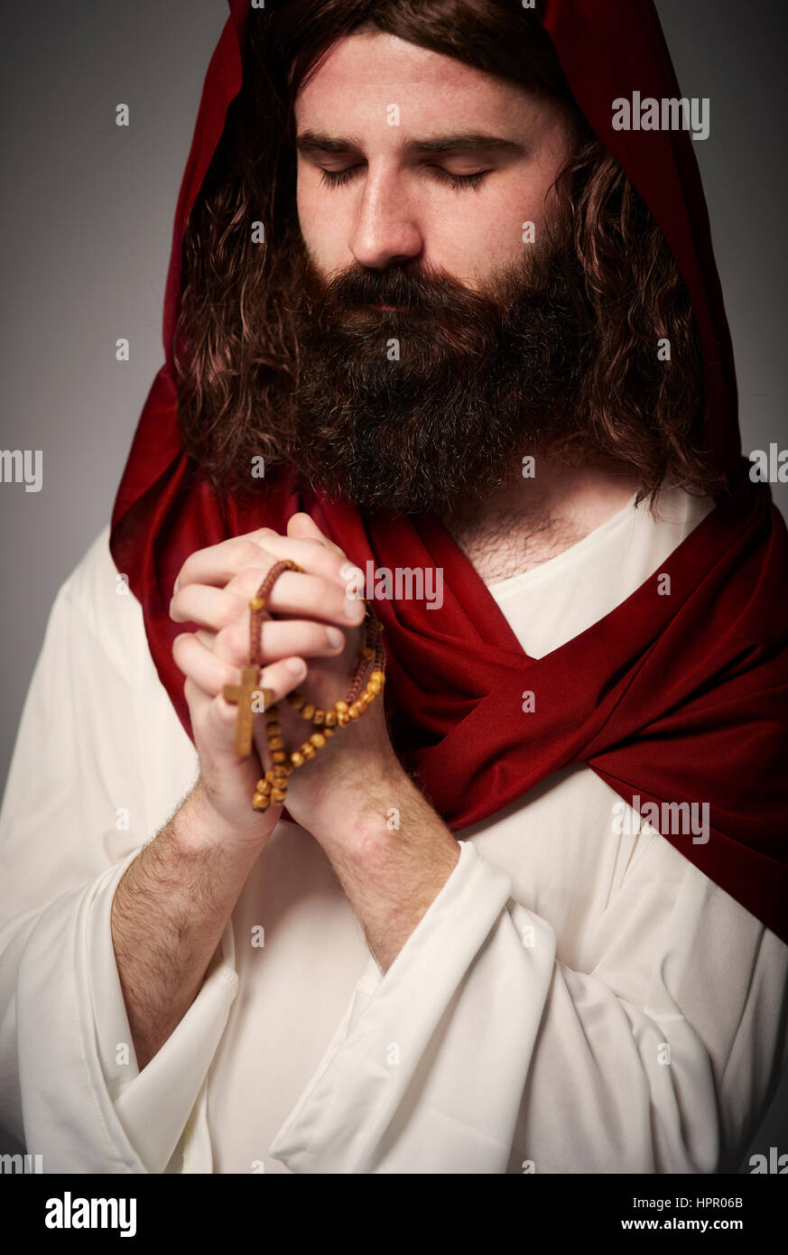 Jésus dit une prière pour le Dieu Saint Banque D'Images