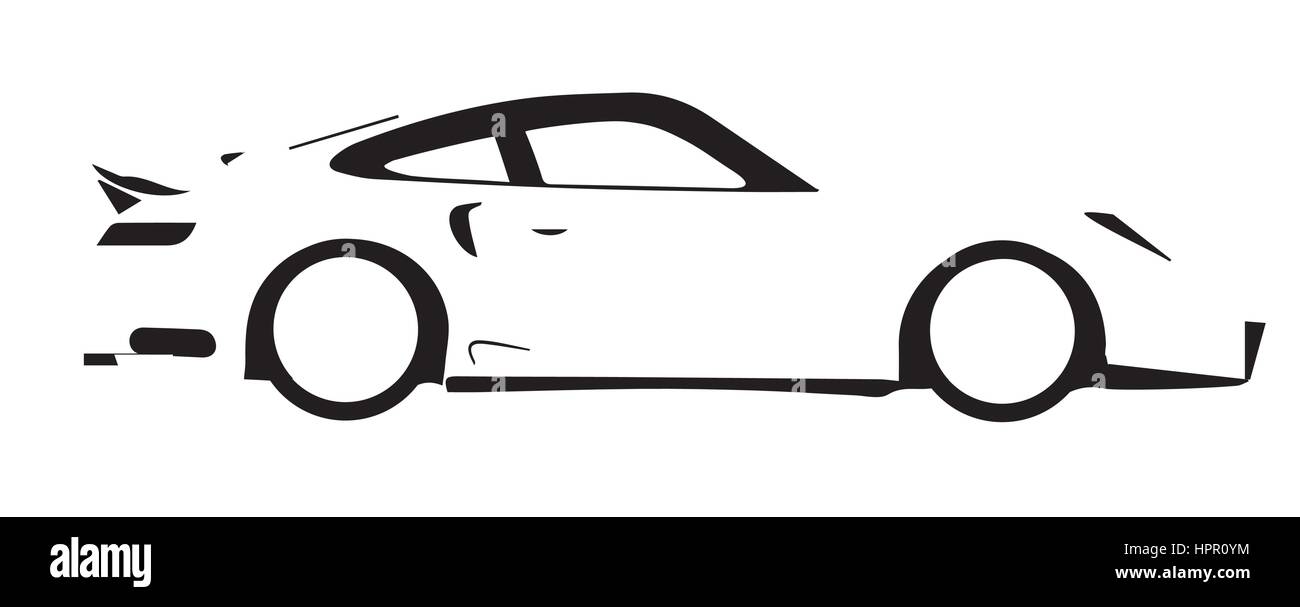 Une voiture rapide en silhouette sur un fond blanc Illustration de Vecteur