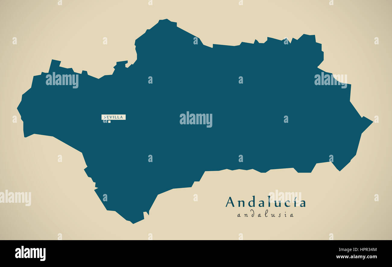 Carte moderne - Andalousie Espagne ES illustration Banque D'Images