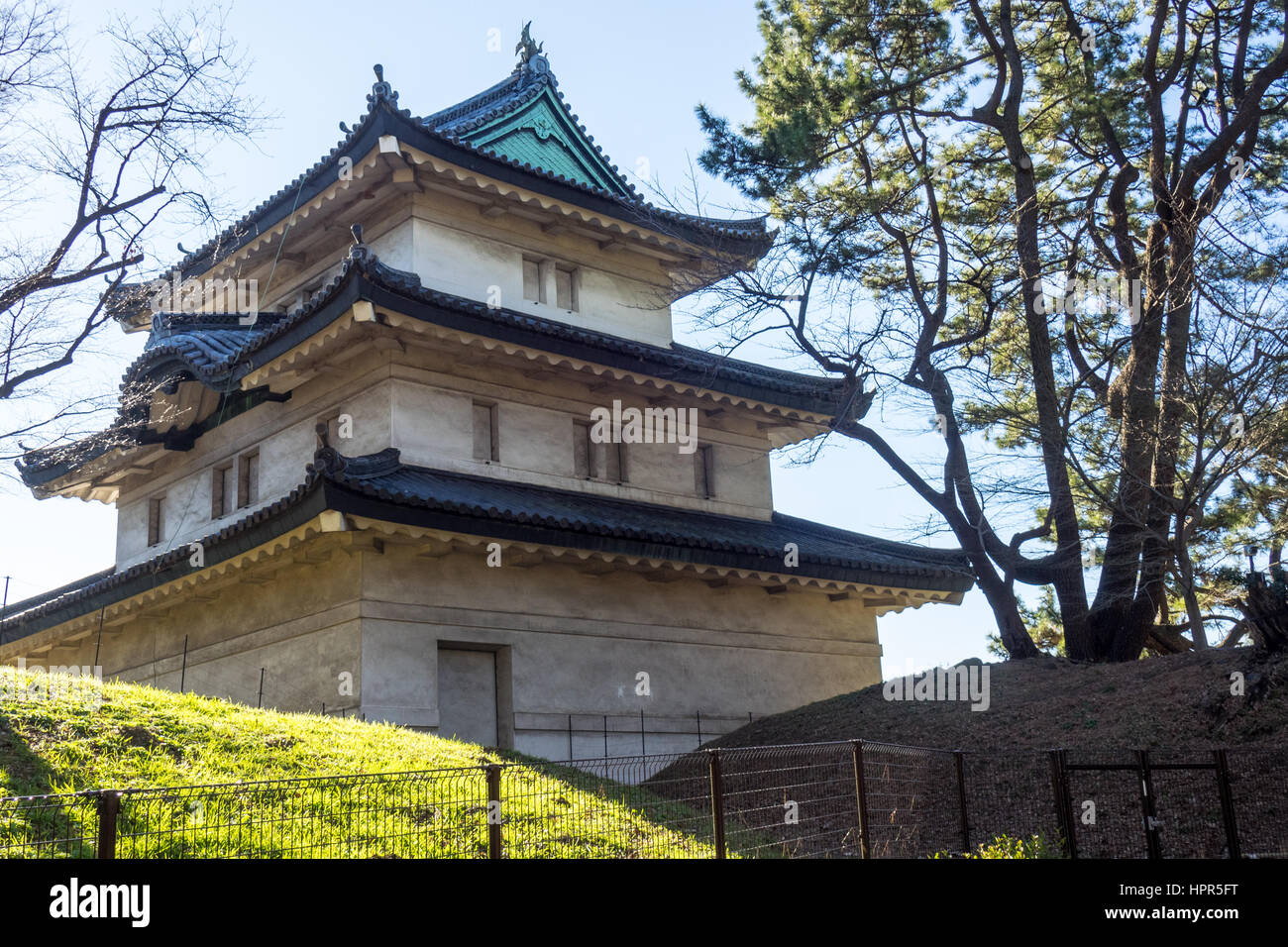 La Yagura Fujimi, une défense de garder le château d'Edo, Palais Impérial de Tokyo. Banque D'Images