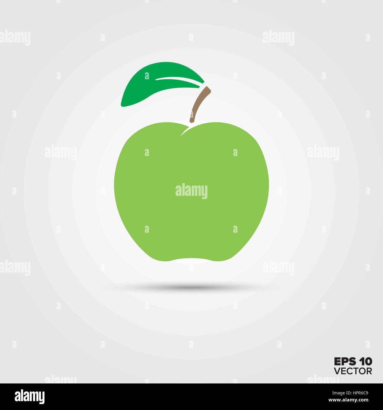 Fruits pomme verte avec l'icône vecteur feuilles Illustration de Vecteur