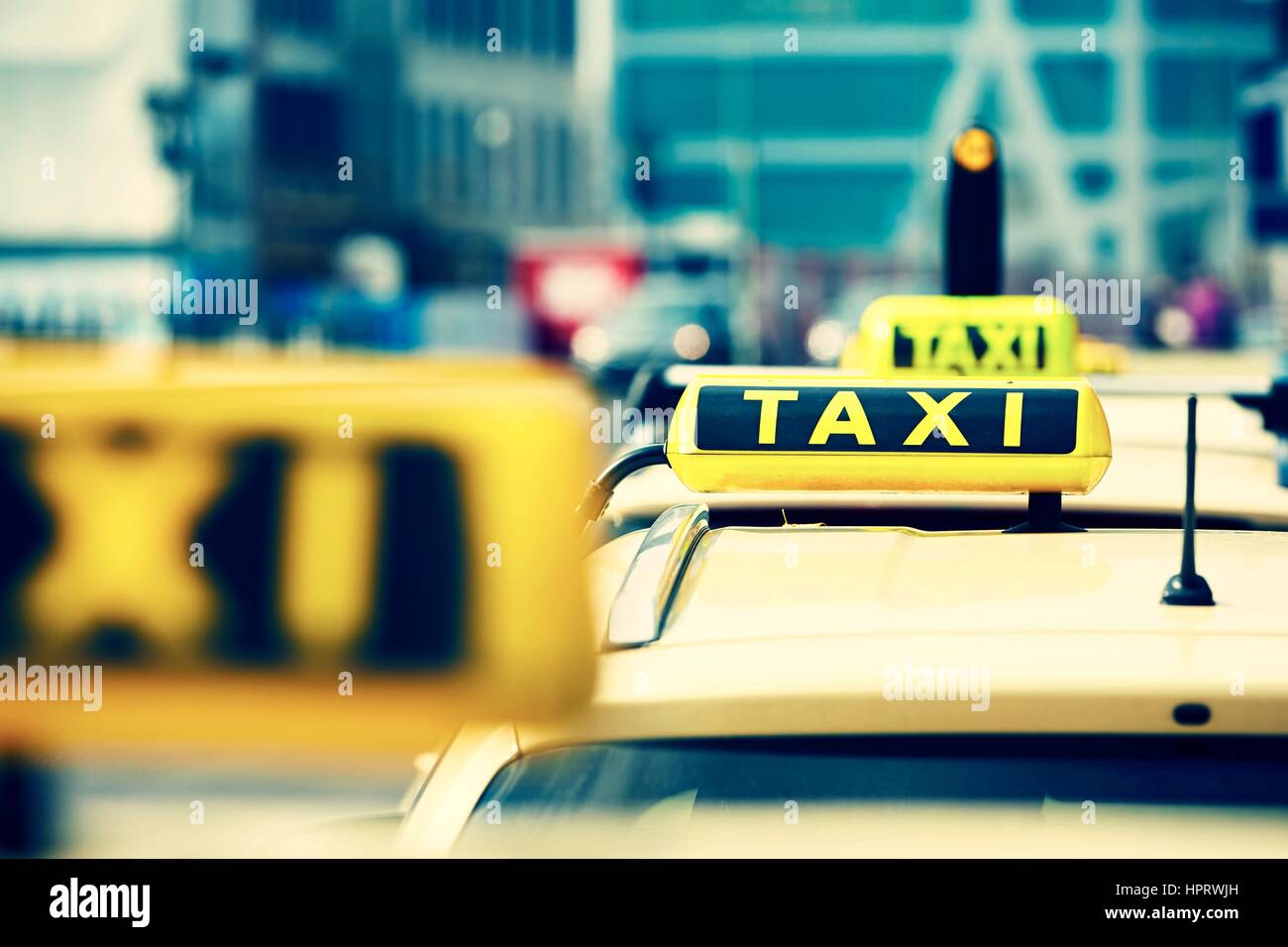 Détail de la voiture de taxi dans la rue Banque D'Images