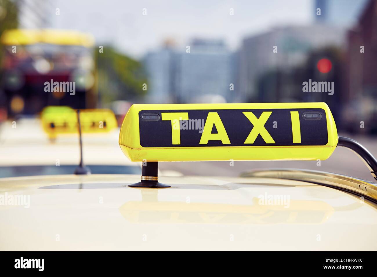 Détail de la voiture de taxi dans la rue Banque D'Images