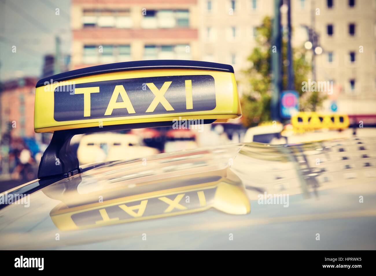 Détail de la voiture de taxi dans la rue Banque D'Images