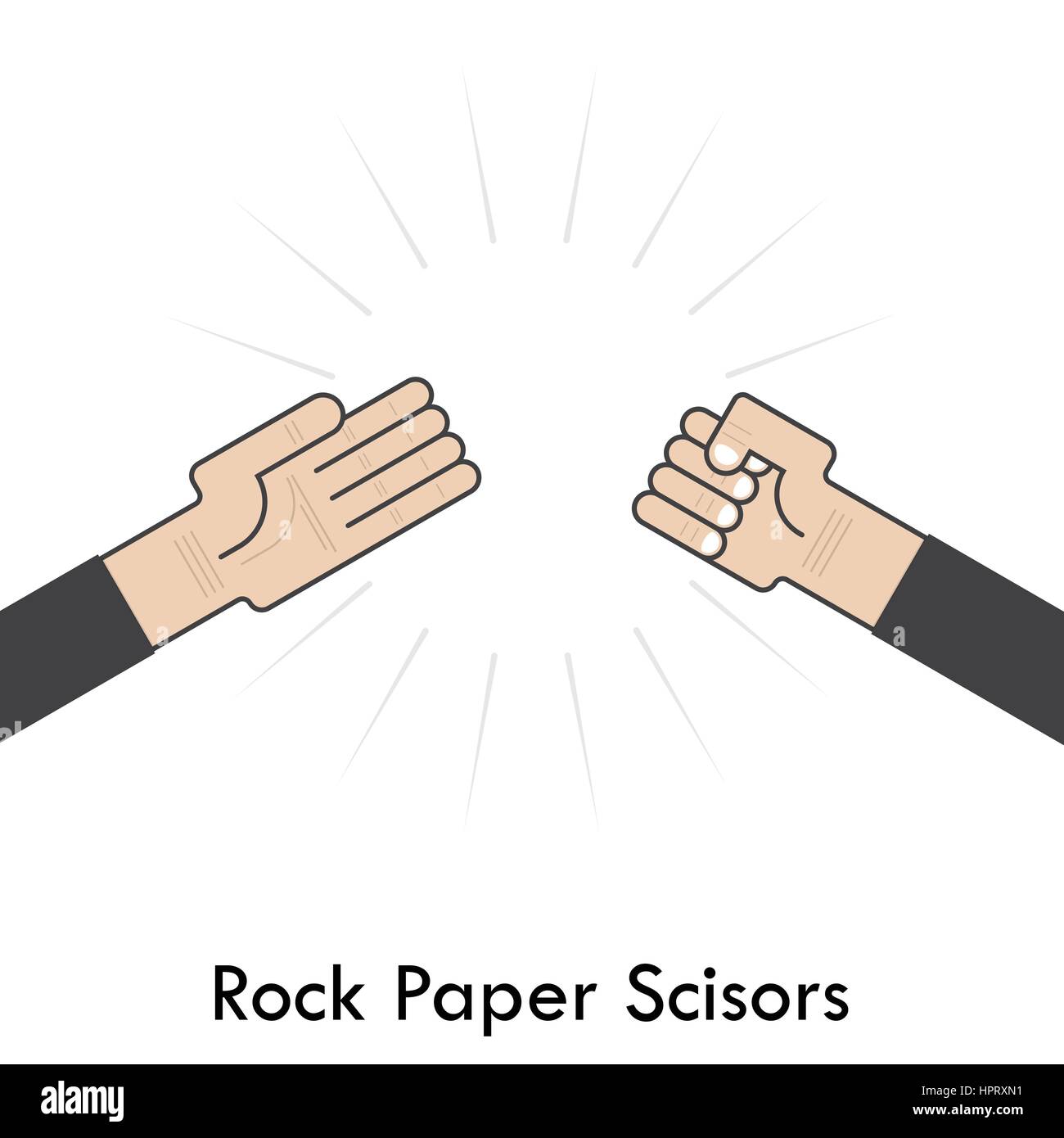 Notre papier de roche pour signer.Main de businessmans avec ciseaux Pierre papier part jeu. Comment jouer les gestes du bras. Vector illustration Illustration de Vecteur
