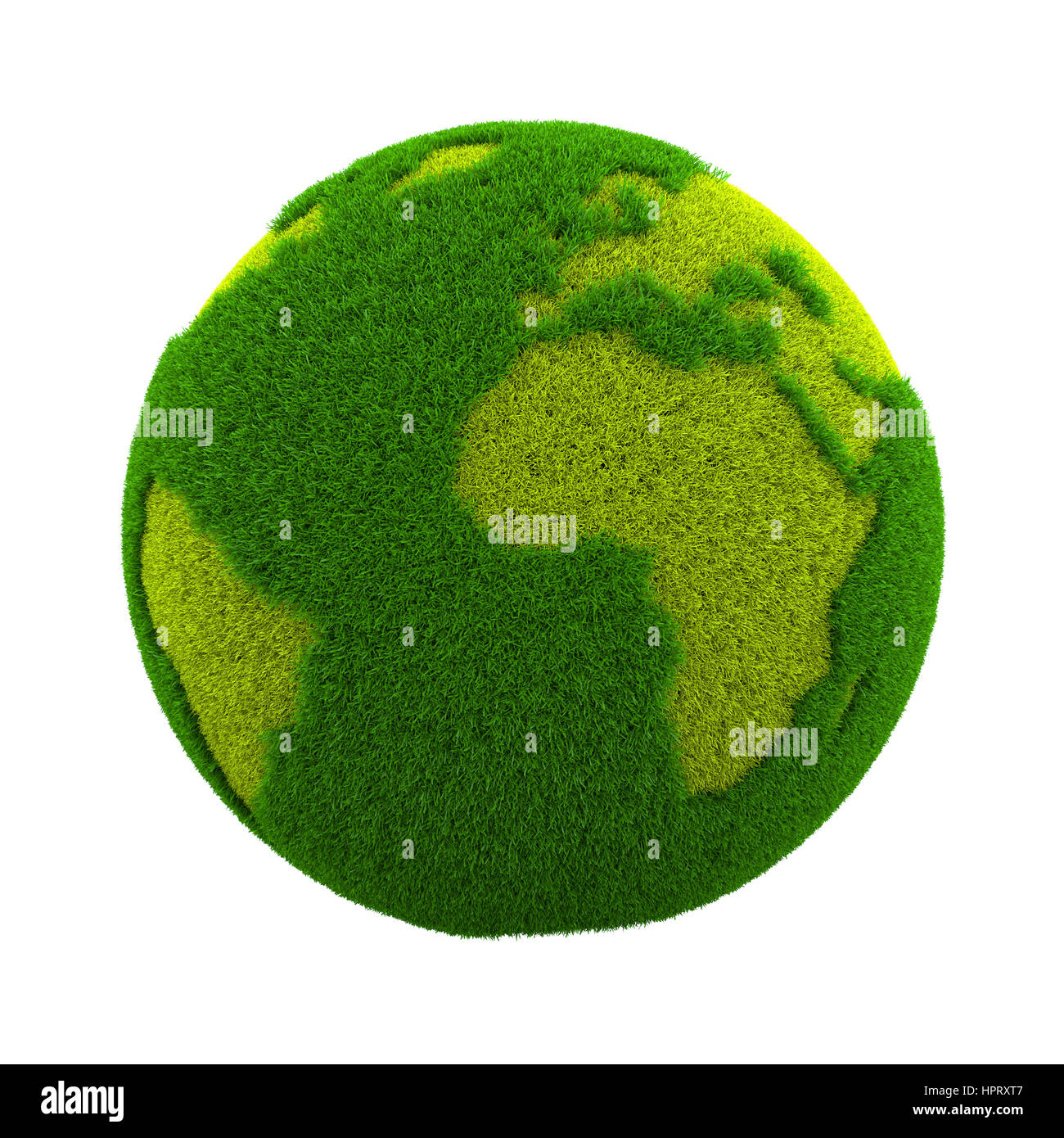 Planète Terre Verte herbe isolé sur fond blanc 3D Illustration Banque D'Images