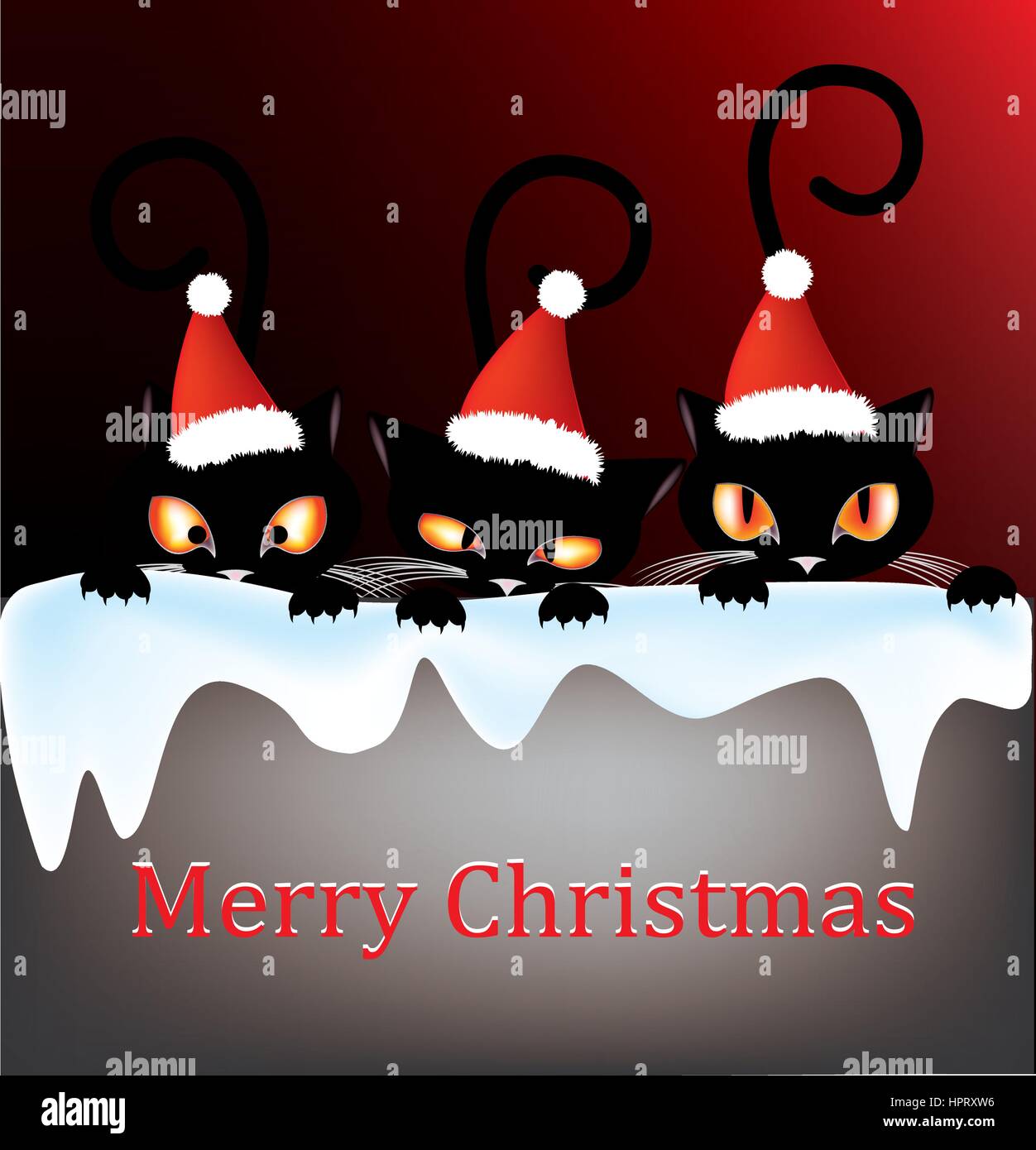 Noël avec des chatons espiègles Illustration de Vecteur
