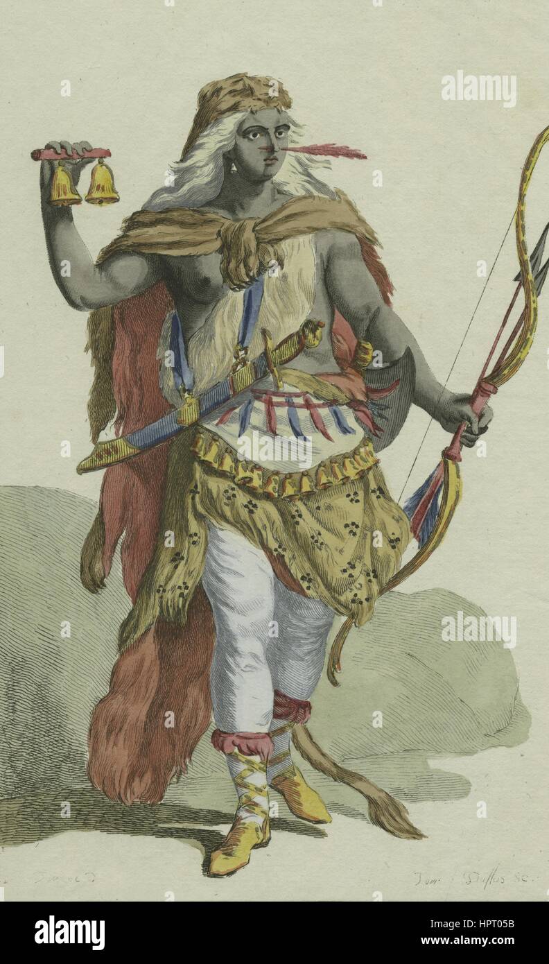 L'illustration complète du corps d'Anna Singa ou Schmga, Reine de Malemba, une ville portuaire dans le royaume de l'Kakombo ou jour Congo, 1849. À partir de la Bibliothèque publique de New York. Banque D'Images