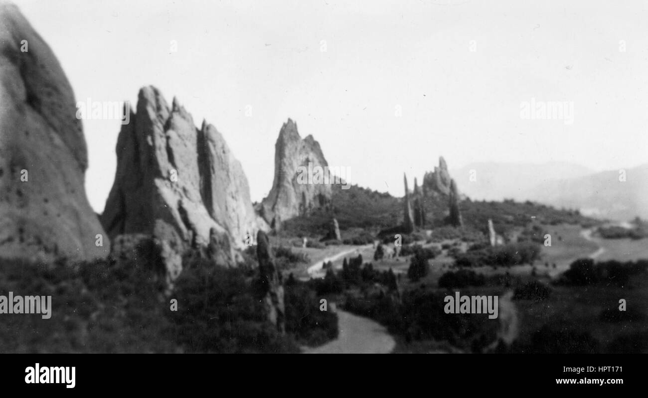 Image Snapshot du Jardin des Dieux, Colorado, 1920. Banque D'Images