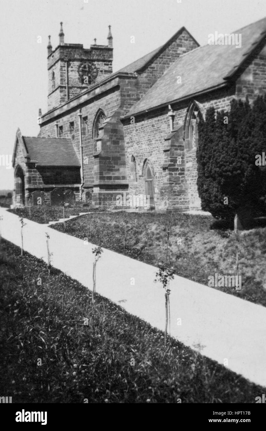 Image Snapshot de Farthingstone, St Marie la Vierge église dans le Northamptonshire, Royaume-Uni, 1920. Banque D'Images