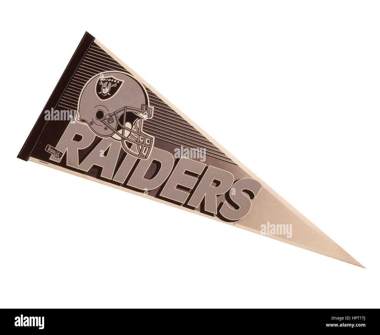 L'équipe de football américain Oakland Raiders pennant, Oakland, Californie, États-Unis d'Amérique Banque D'Images