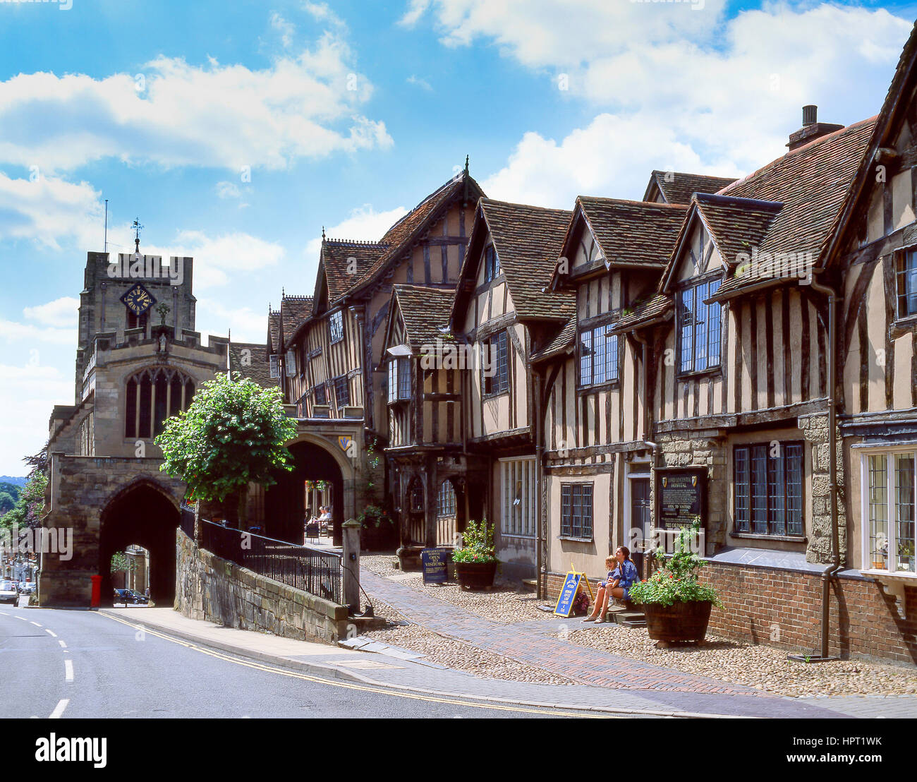 16e siècle l'hôpital Lord Leycester, High Street, Warwick, Warwickshire, Angleterre, Royaume-Uni Banque D'Images